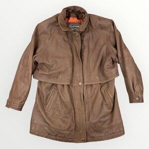 Vintage Leather Limited Jacket Mens Lined Genuine Leather Brown Coat Heavy XL
